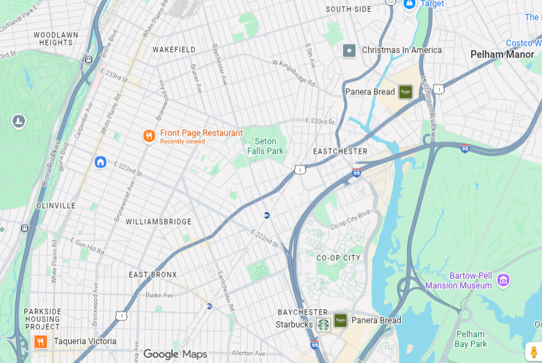 Map of the Northeast Bronx, the StraitLeap service area